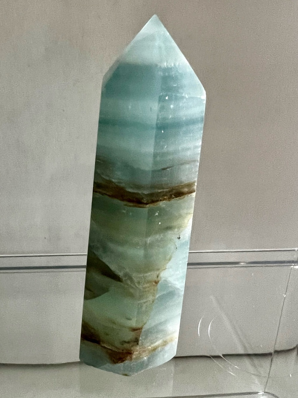 Blue Banded Onyx Polished Crystal Point Tower